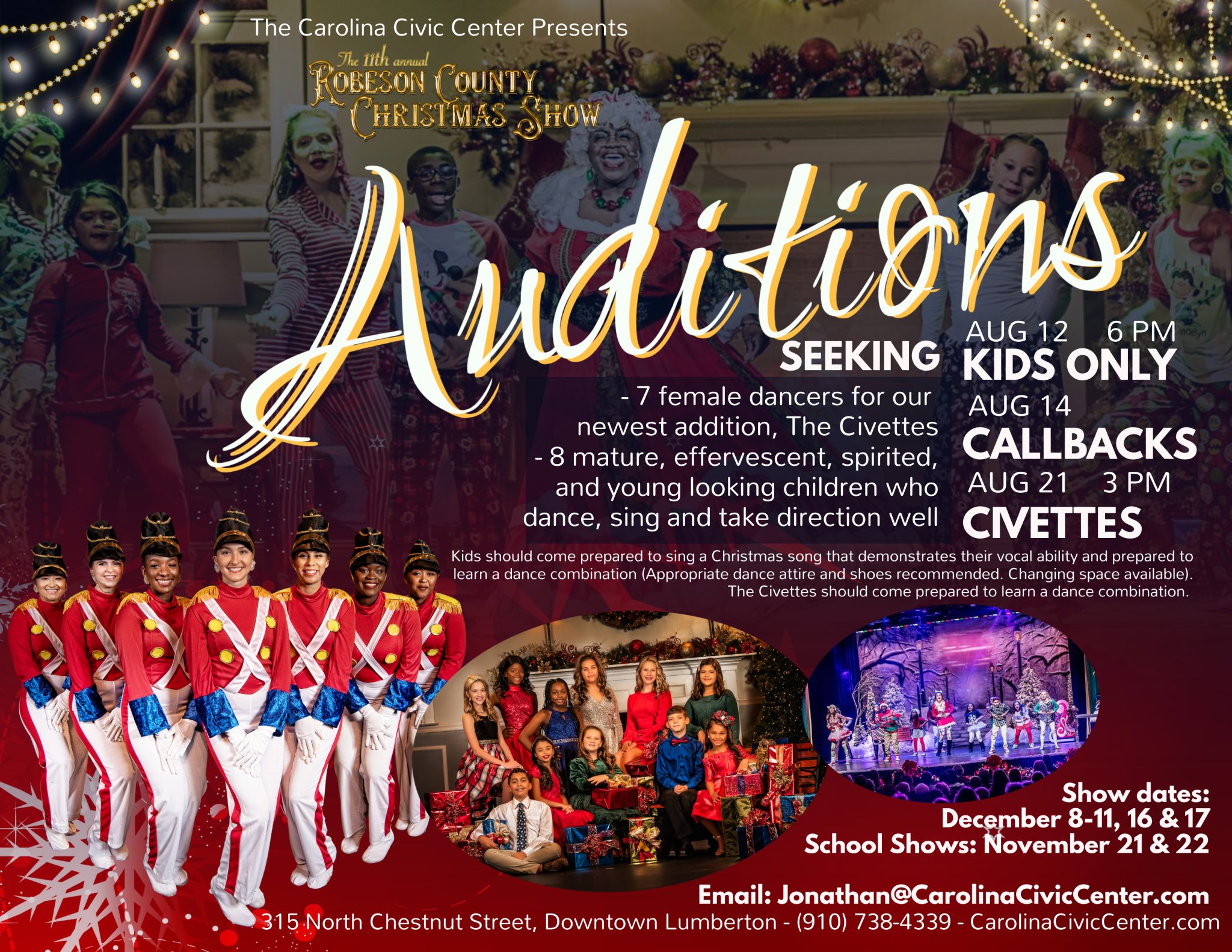 Robeson County Christmas Show Auditions Carolina Civic Center